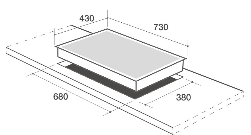 K&iacute;ch thước  kho&eacute;t lỗ bếp gas &acirc;m Latino LT-756